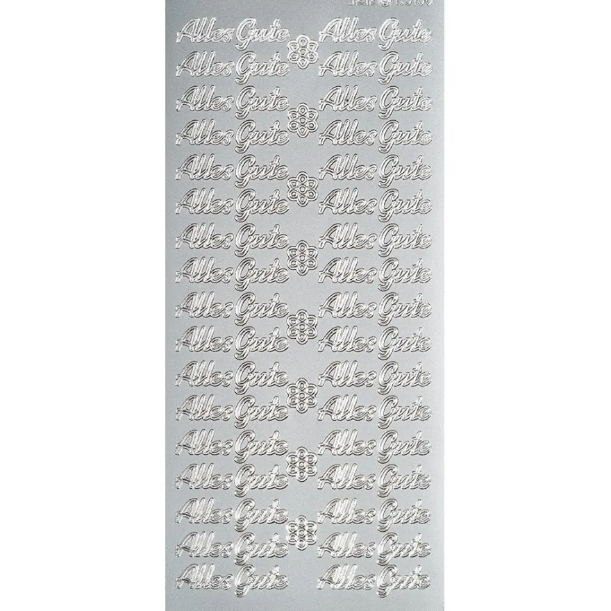 Sticker, Schrift, Alles Gute, Perlmuttfolie, silber