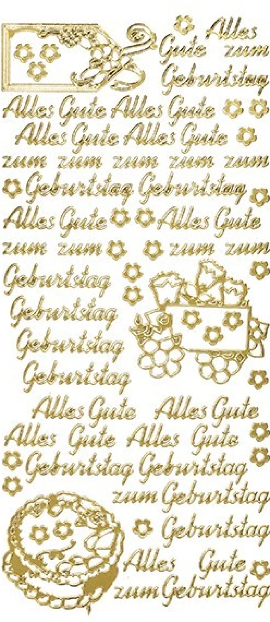 Sticker, Schrift, Alles Gute zum Geburtstag, Perlmuttfolie, gold