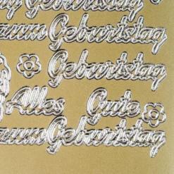 Sticker, Schrift, Alles Gute zum Geburtstag, Perlmuttfolie, gold