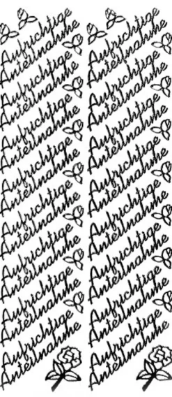 Sticker, Schrift, Aufrichtige Anteilnahme, schwarz