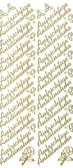 Sticker, Schrift, Aufrichtige Anteilnahme, gold