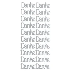 Sticker, Schrift, Danke, Perlmuttfolie, silber
