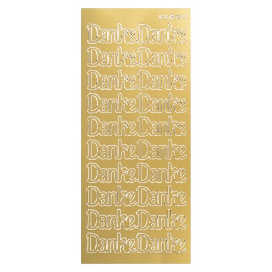 Sticker, Schrift, Danke, Perlmuttfolie, gold