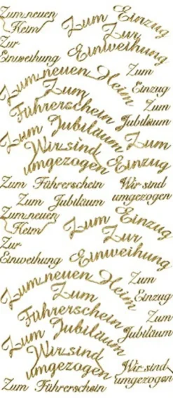 Sticker, Schrift, Einweihung, gold