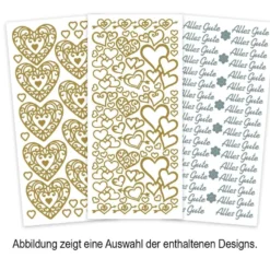 Sticker, Schriften/Anlässe, verschiedene Farben und Folien, 20 Bogen