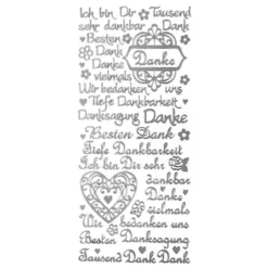 Sticker, Schriften, "Danke", uvm., Spiegelfolie, silber