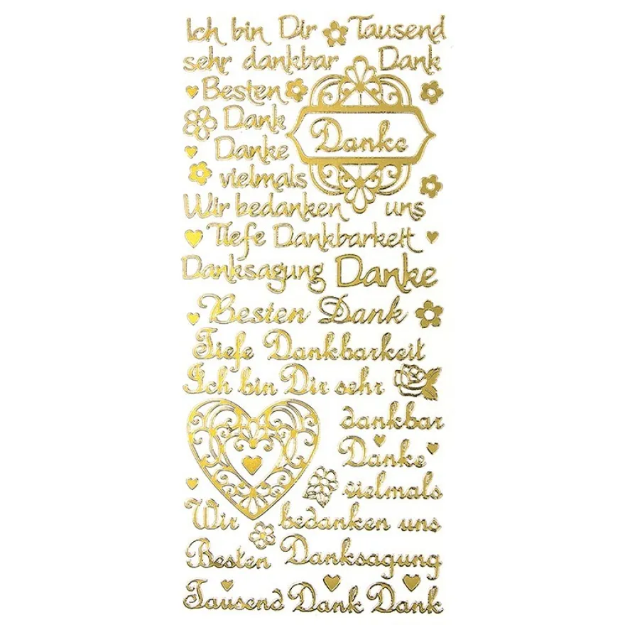 Sticker, Schriften, "Danke", uvm., Spiegelfolie, gold