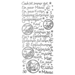 Sticker, Schriften, "Geld/Gutschein", uvm., Spiegelfolie, silber