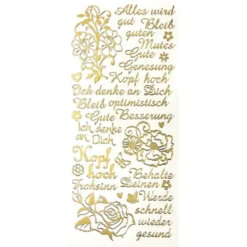 Sticker, Schriften, "Kopf hoch/Gute Besserung", uvm., Spiegelfolie, gold