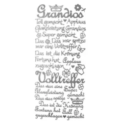 Sticker, Schriften, "Super/Applaus", uvm., Spiegelfolie, silber