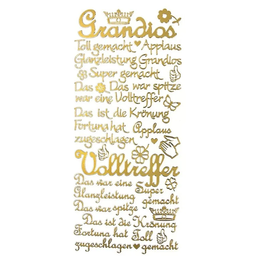 Sticker, Schriften, "Super/Applaus", uvm., Spiegelfolie, gold