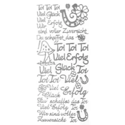Sticker, Schriften, "Viel Glück/Erfolg", uvm., Spiegelfolie, silber