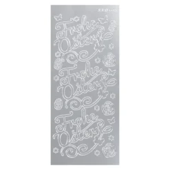 Sticker, Schrift, Frohe Ostern 2, Perlmuttfolie, silber
