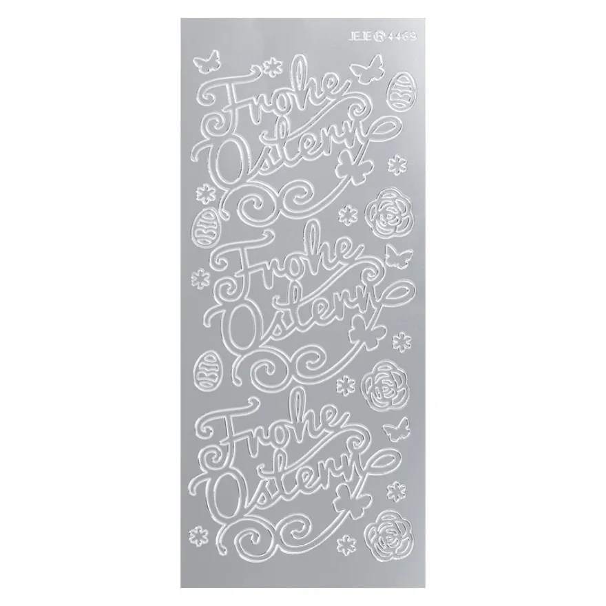 Sticker, Schrift, Frohe Ostern 2, Perlmuttfolie, silber
