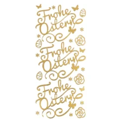Sticker, Schrift, Frohe Ostern 2, Perlmuttfolie, gold