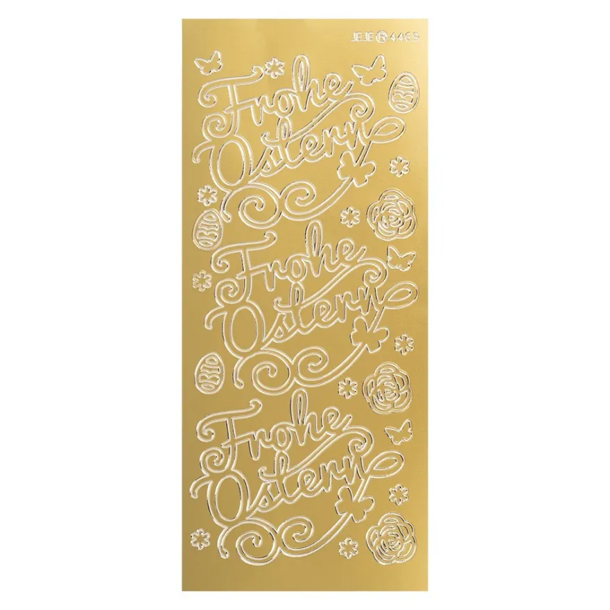 Sticker, Schrift, Frohe Ostern 2, Perlmuttfolie, gold