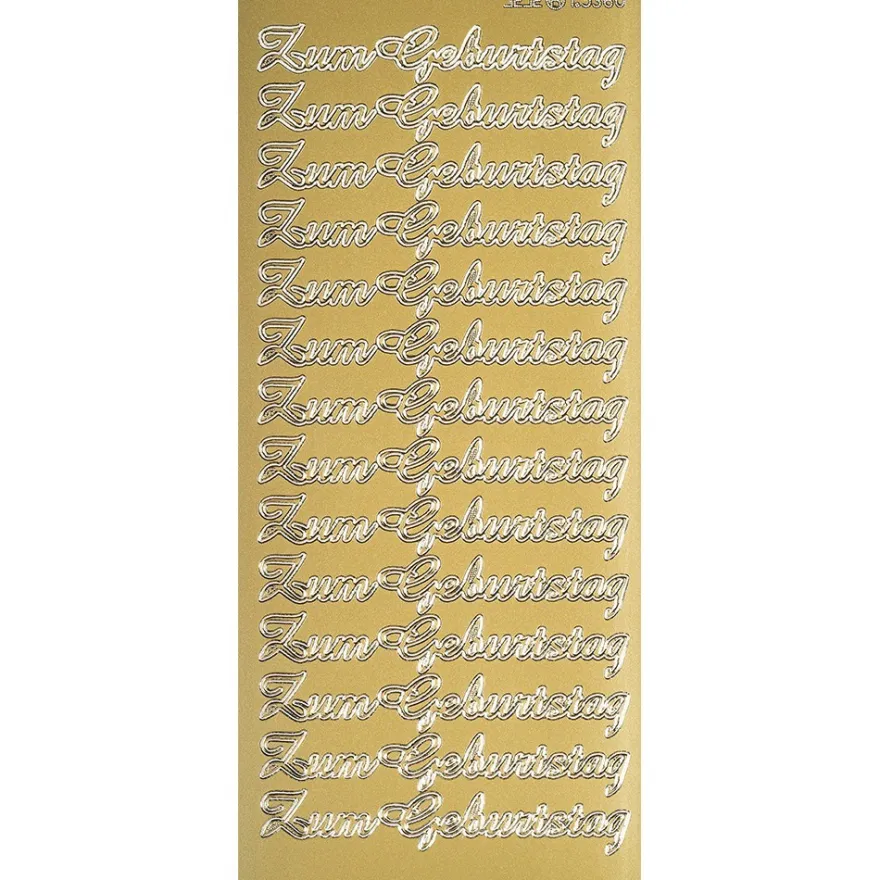 Sticker, Schrift groß, Zum Geburtstag, Perlmuttfolie, gold