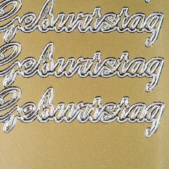 Sticker, Schrift groß, Zum Geburtstag, Perlmuttfolie, gold