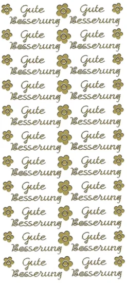Sticker, Schrift, Gute Besserung, gold