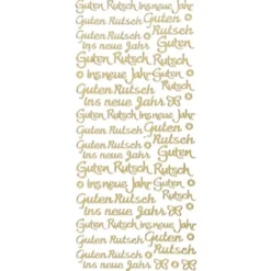 Sticker, Schrift, Guten Rutsch ins neue Jahr, Spiegelfolie, gold