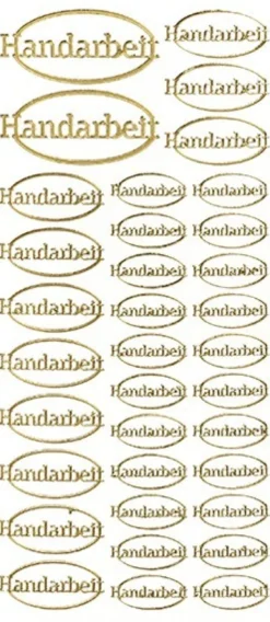 Sticker, Schrift Handarbeit, gold