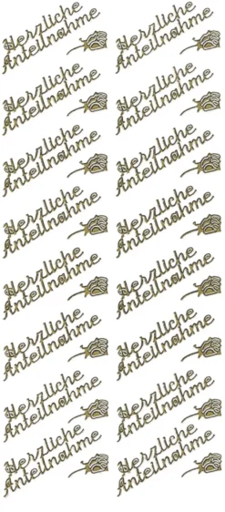 Sticker, Schrift, Herzliche Anteilnahme, gold