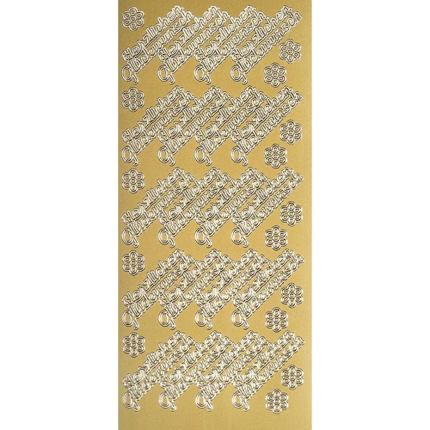 Sticker, Schrift, Herzlichen Glückwunsch, Perlmuttfolie, gold