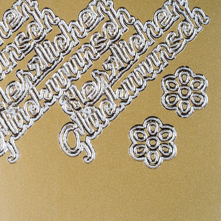 Sticker, Schrift, Herzlichen Glückwunsch, Perlmuttfolie, gold