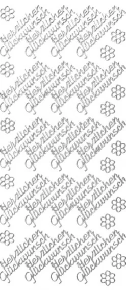 Sticker, Schrift, Herzlichen Glückwunsch, Perlmuttfolie, silber