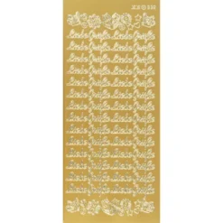 Sticker, Schrift, Liebe Grüße, Perlmuttfolie, gold