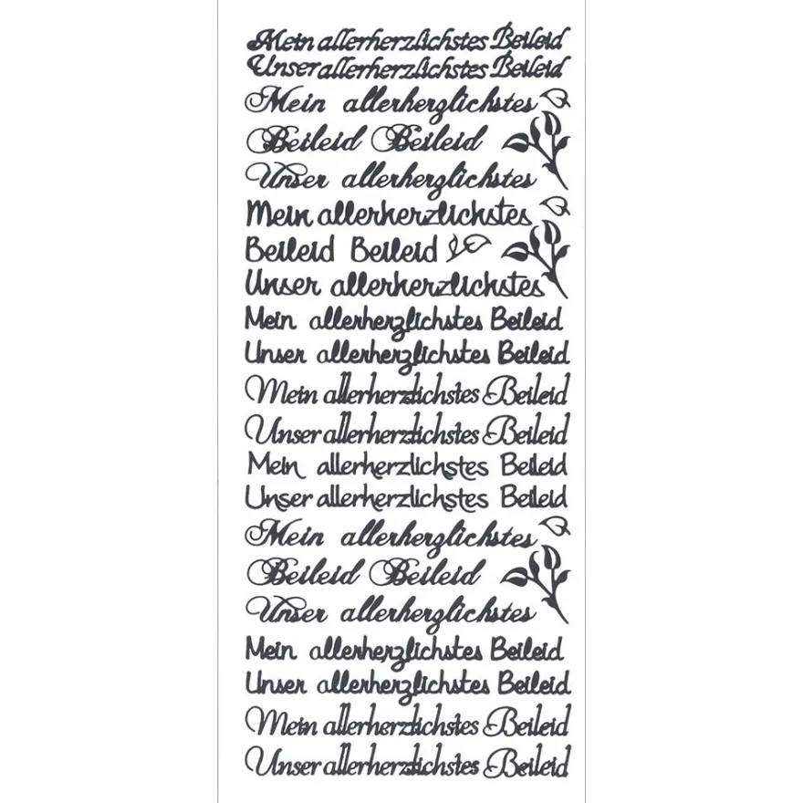 Sticker, Schrift, Mein/Unser allerherzlichstes Beileid, schwarz
