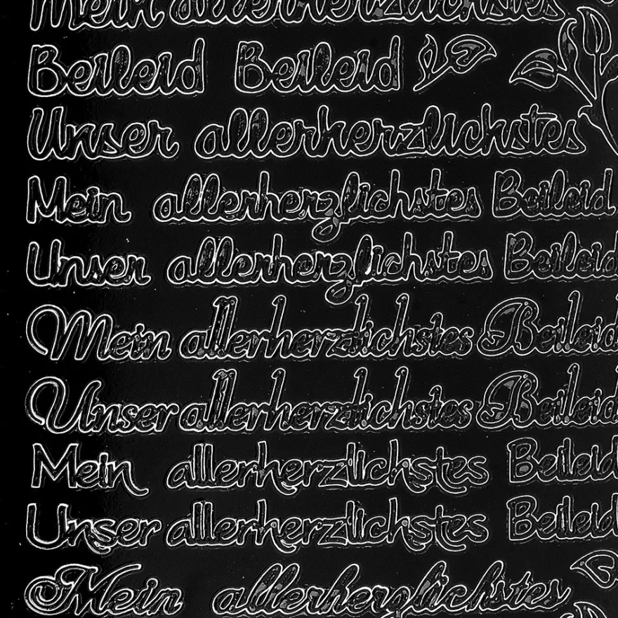 Sticker, Schrift, Mein/Unser allerherzlichstes Beileid, schwarz