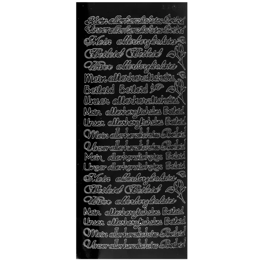 Sticker, Schrift, Mein/Unser allerherzlichstes Beileid, schwarz