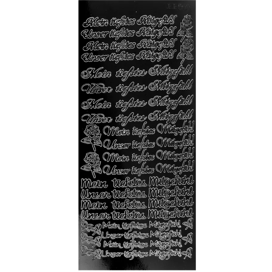 Sticker, Schrift, Mein/Unser tiefstes Mitgefühl, schwarz