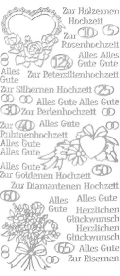 Sticker, Schrift, verschiedene Hochzeiten, silber