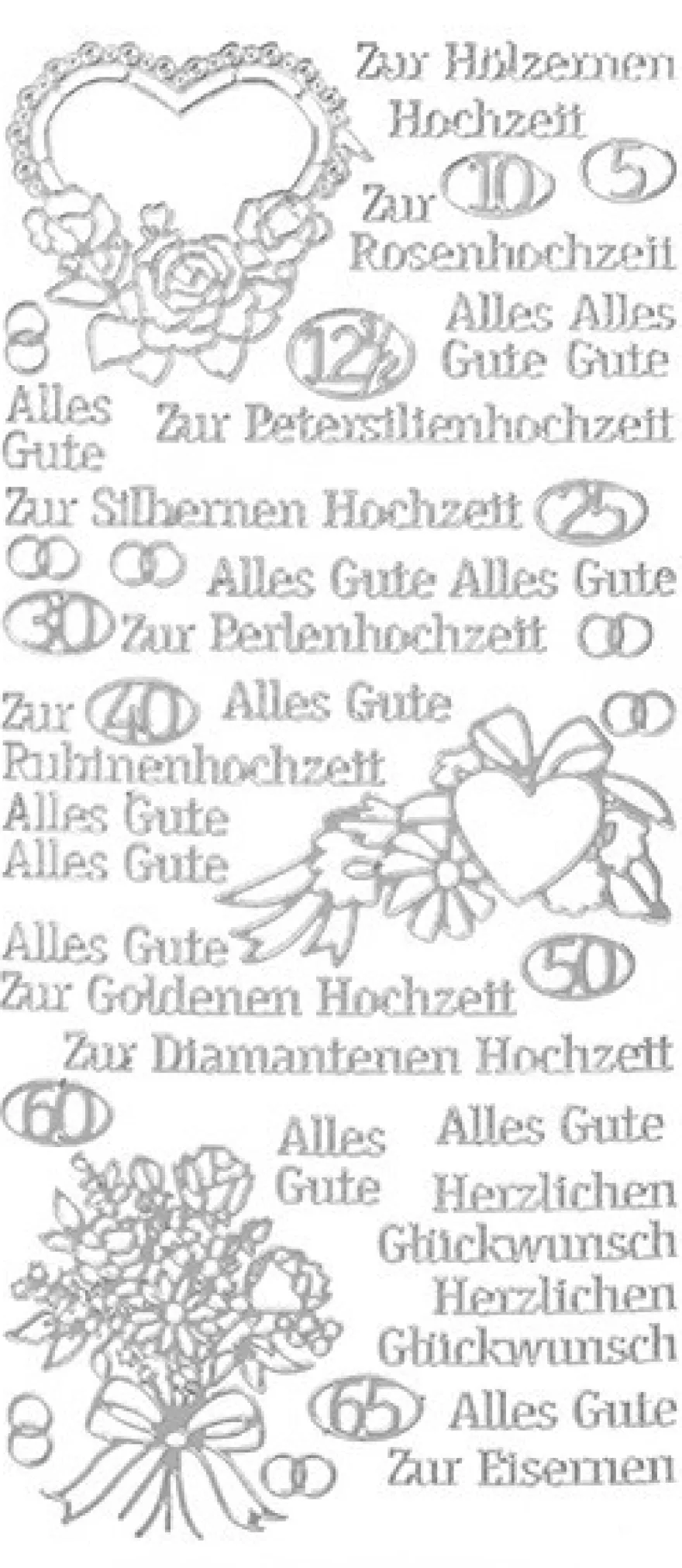 Sticker, Schrift, verschiedene Hochzeiten, silber