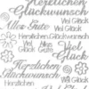 Sticker, Schrift, verschiedene Glückwünsche, silber
