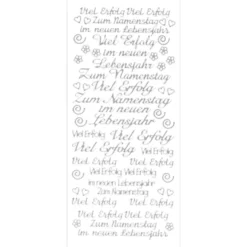 Sticker, Schrift, Viel Erfolg, silber