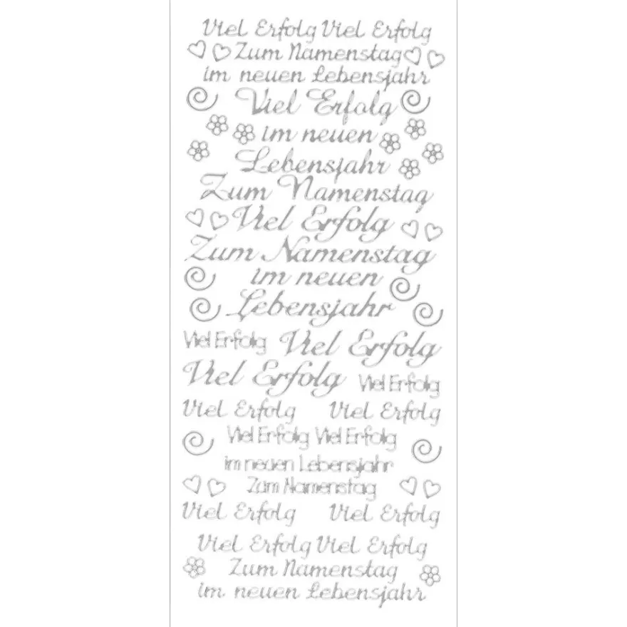 Sticker, Schrift, Viel Erfolg, silber