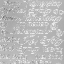Sticker, Schrift, Viel Erfolg, silber