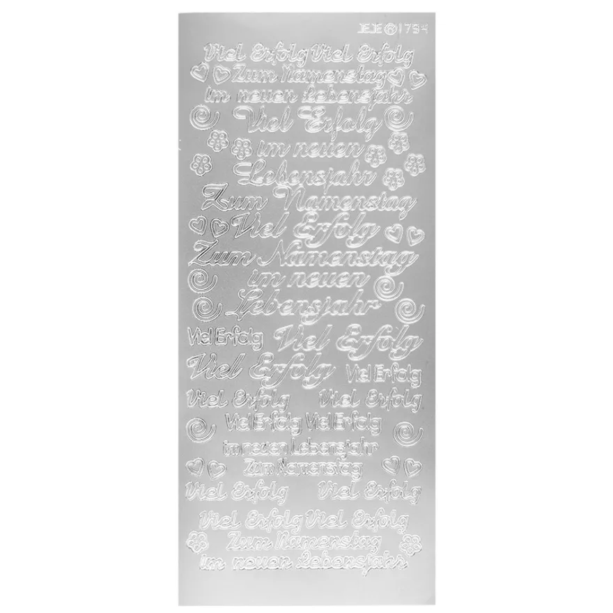 Sticker, Schrift, Viel Erfolg, silber
