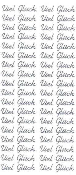Sticker, Schrift, Viel Glück, silber