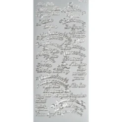 Sticker, Schrift, Wünsche, Perlmuttfolie, silber