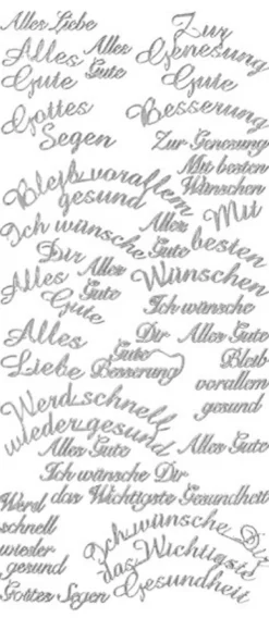 Sticker, Schrift, Wünsche, Perlmuttfolie, silber