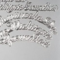 Sticker, Schrift, Wünsche, Perlmuttfolie, silber