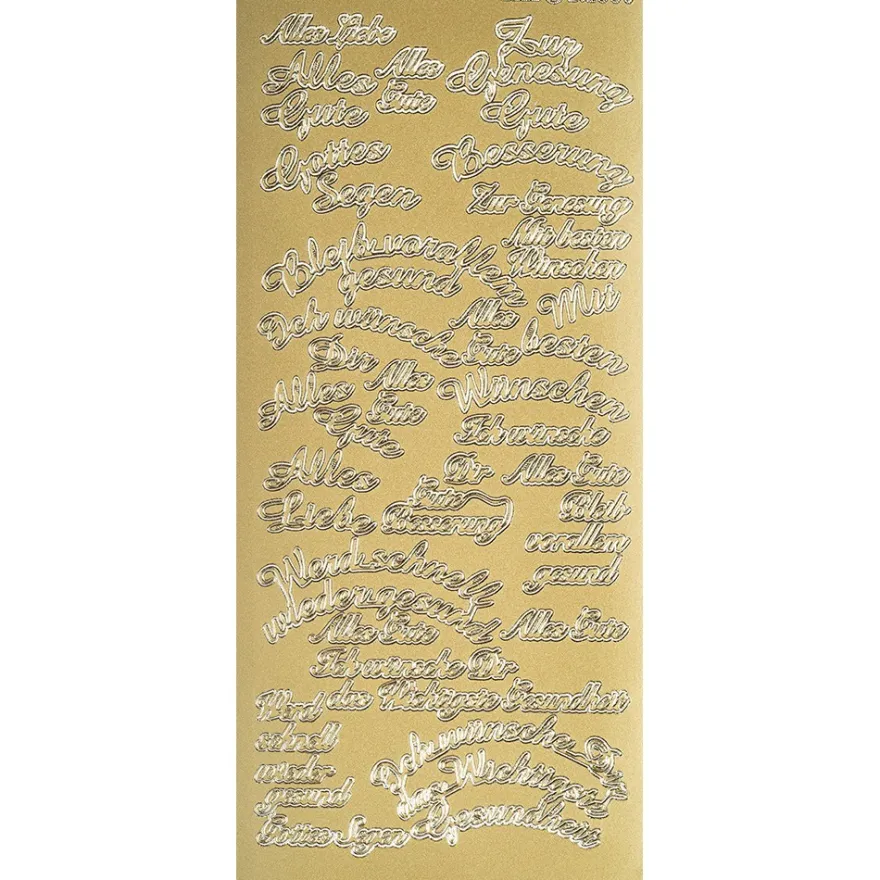 Sticker, Schrift, Wünsche, Perlmuttfolie, gold