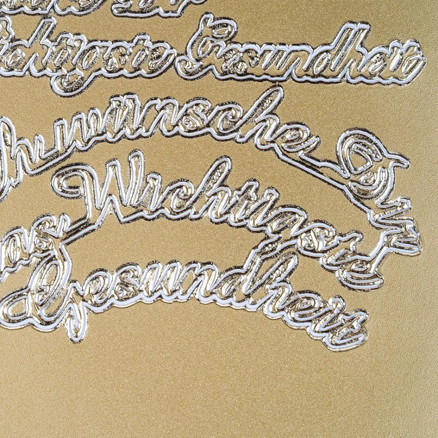 Sticker, Schrift, Wünsche, Perlmuttfolie, gold