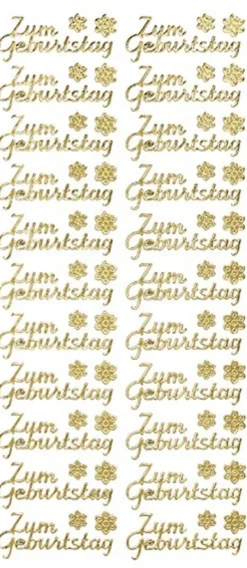 Sticker, Schrift, Zum Geburtstag, Perlmuttfolie, gold