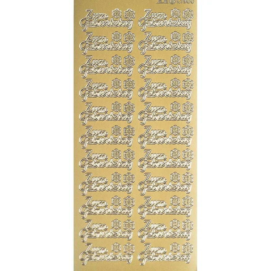 Sticker, Schrift, Zum Geburtstag, Perlmuttfolie, gold