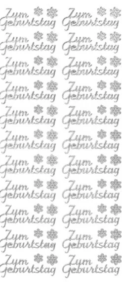Sticker, Schrift, Zum Geburtstag, Perlmuttfolie, silber